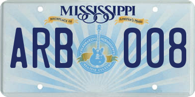 MS license plate ARB008