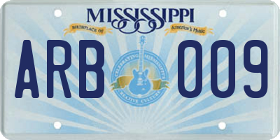MS license plate ARB009