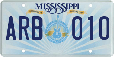 MS license plate ARB010