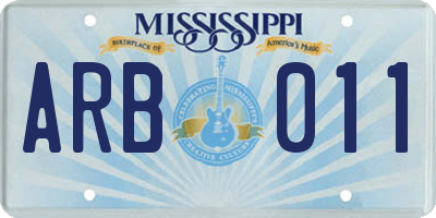 MS license plate ARB011