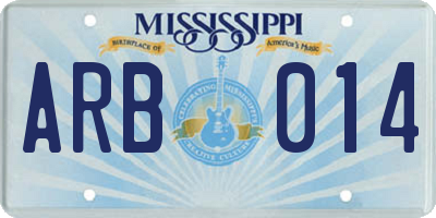 MS license plate ARB014