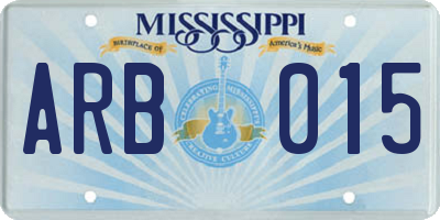 MS license plate ARB015