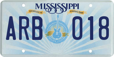 MS license plate ARB018