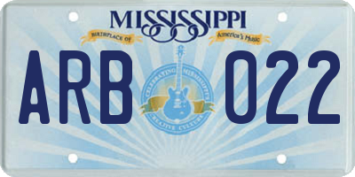 MS license plate ARB022