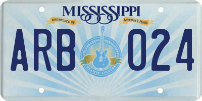 MS license plate ARB024