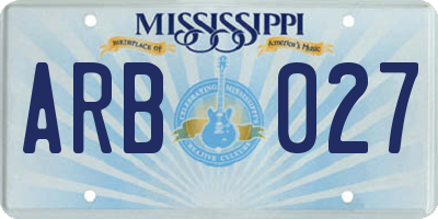 MS license plate ARB027