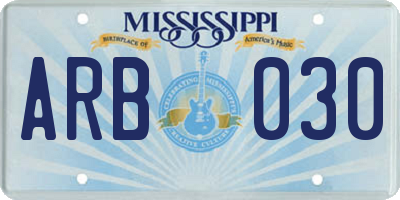MS license plate ARB030