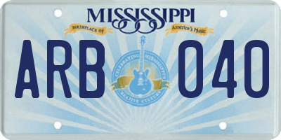 MS license plate ARB040