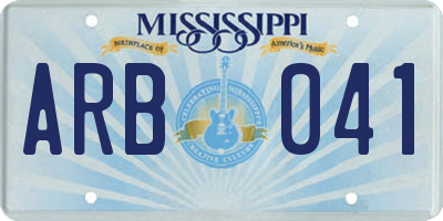 MS license plate ARB041