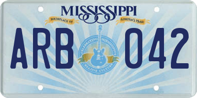 MS license plate ARB042
