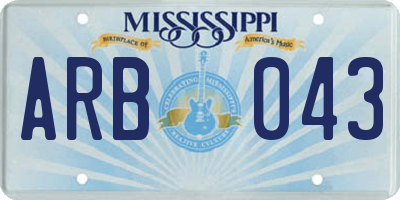 MS license plate ARB043