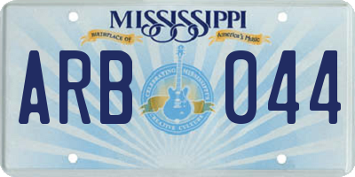 MS license plate ARB044