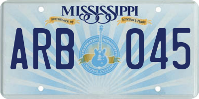 MS license plate ARB045