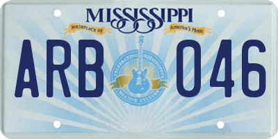 MS license plate ARB046