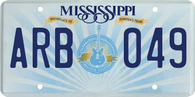 MS license plate ARB049