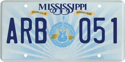 MS license plate ARB051