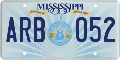 MS license plate ARB052
