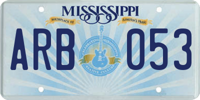 MS license plate ARB053