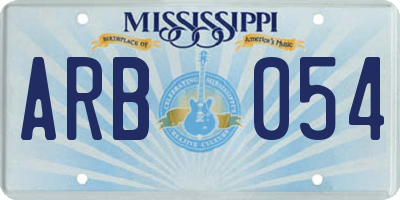 MS license plate ARB054