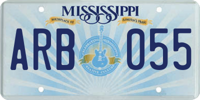 MS license plate ARB055