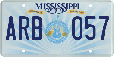 MS license plate ARB057
