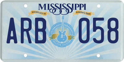 MS license plate ARB058