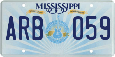 MS license plate ARB059