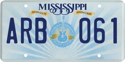 MS license plate ARB061