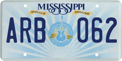 MS license plate ARB062