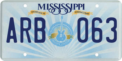 MS license plate ARB063