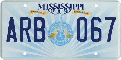 MS license plate ARB067