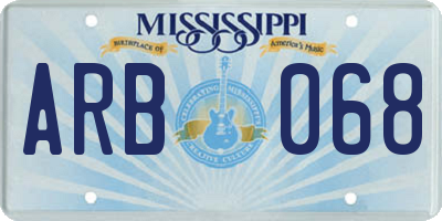 MS license plate ARB068