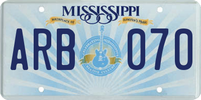 MS license plate ARB070