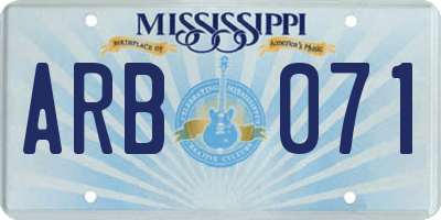 MS license plate ARB071