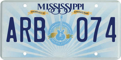 MS license plate ARB074