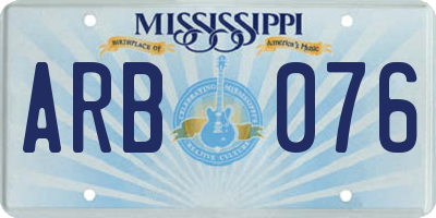 MS license plate ARB076