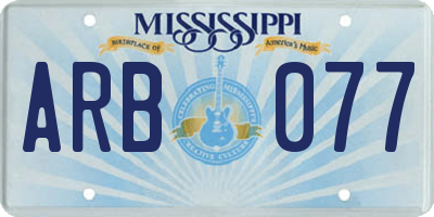 MS license plate ARB077