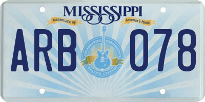 MS license plate ARB078