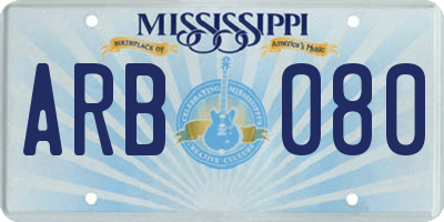 MS license plate ARB080