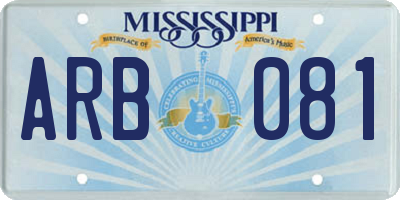 MS license plate ARB081