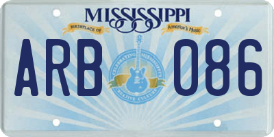 MS license plate ARB086
