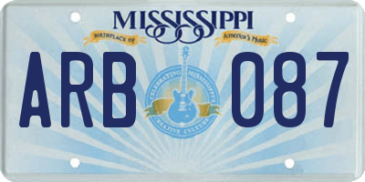 MS license plate ARB087
