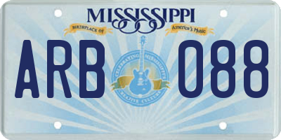 MS license plate ARB088