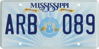 MS license plate ARB089