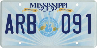 MS license plate ARB091
