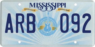 MS license plate ARB092