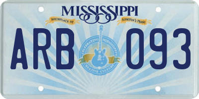 MS license plate ARB093