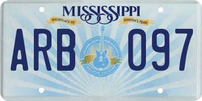 MS license plate ARB097