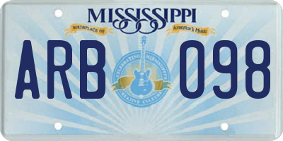 MS license plate ARB098