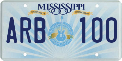 MS license plate ARB100